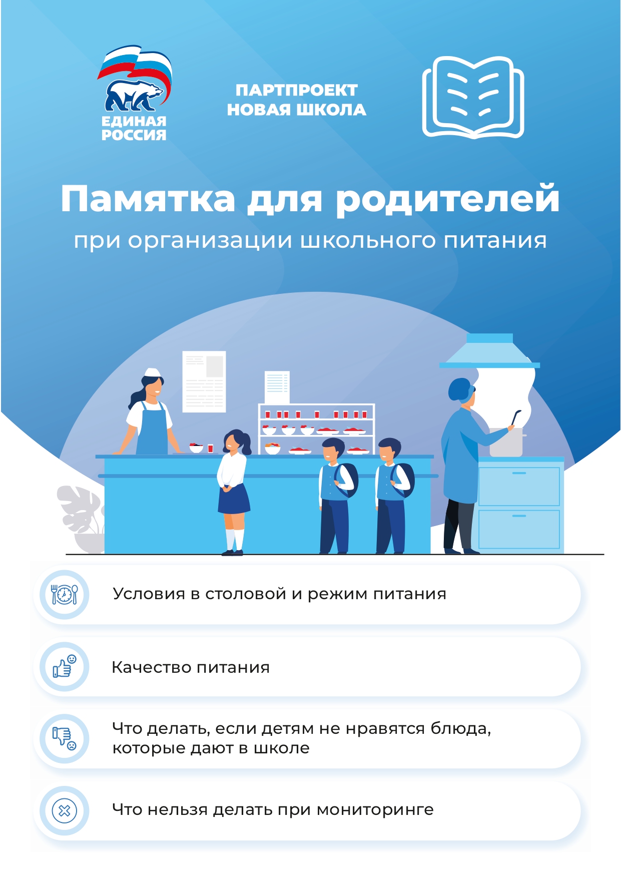Памятка для родителей при организации школьного питания.